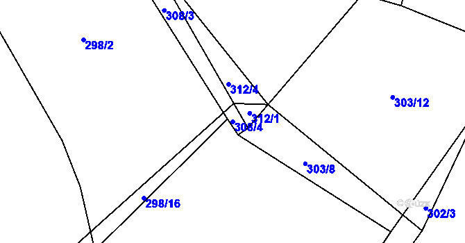 Parcela st. 308/4 v KÚ Radomyšl, Katastrální mapa