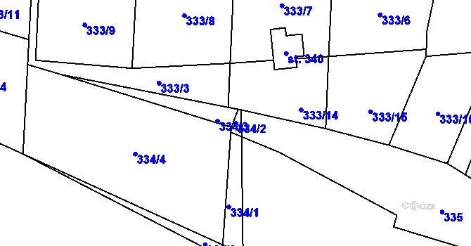Parcela st. 334/2 v KÚ Radomyšl, Katastrální mapa