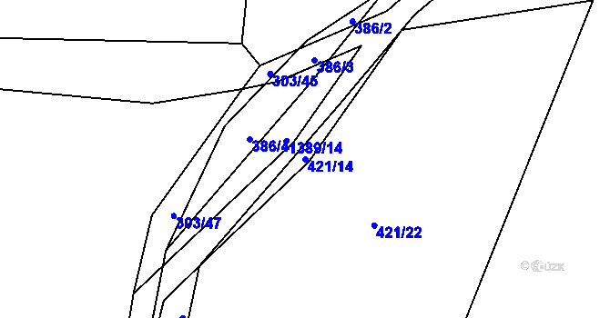 Parcela st. 421/14 v KÚ Radomyšl, Katastrální mapa