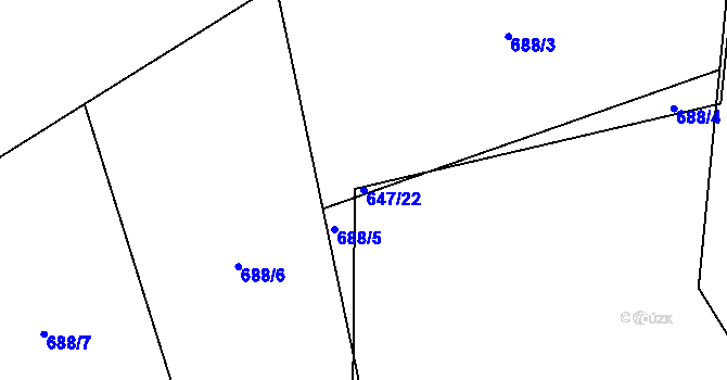 Parcela st. 647/22 v KÚ Radomyšl, Katastrální mapa