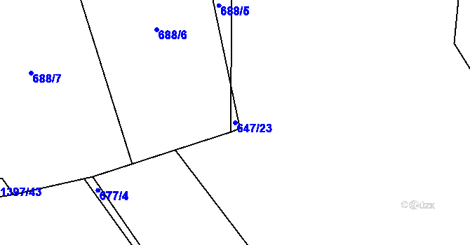 Parcela st. 647/23 v KÚ Radomyšl, Katastrální mapa