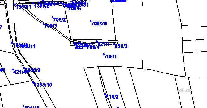Parcela st. 708/1 v KÚ Radomyšl, Katastrální mapa