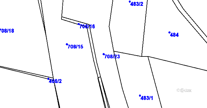 Parcela st. 708/23 v KÚ Radomyšl, Katastrální mapa