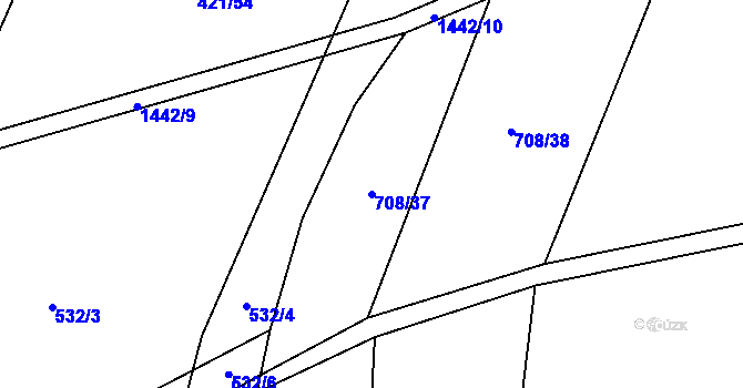 Parcela st. 708/37 v KÚ Radomyšl, Katastrální mapa