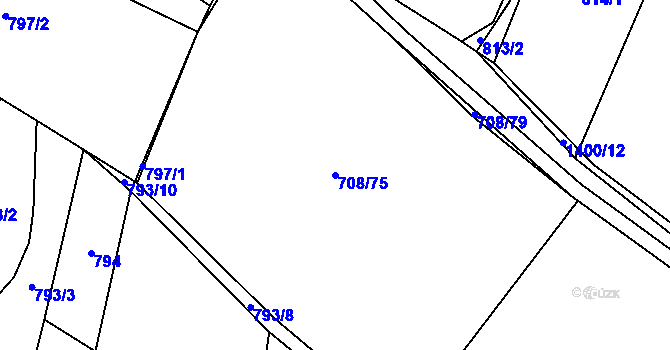 Parcela st. 708/75 v KÚ Radomyšl, Katastrální mapa