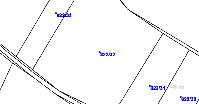 Parcela st. 822/32 v KÚ Radomyšl, Katastrální mapa