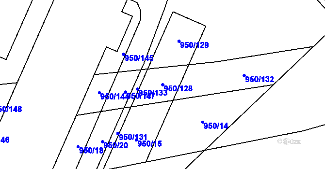 Parcela st. 950/128 v KÚ Radomyšl, Katastrální mapa