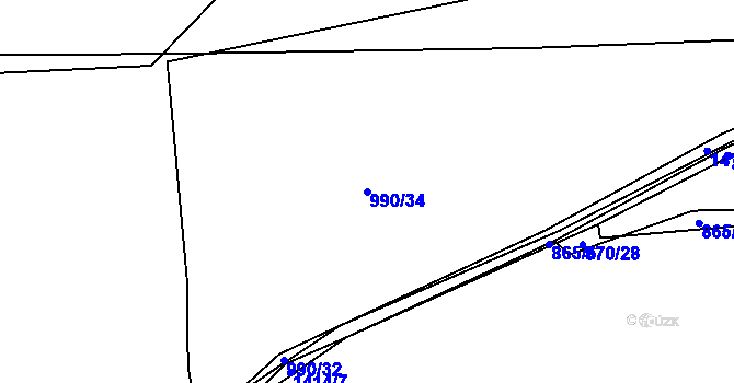 Parcela st. 990/34 v KÚ Radomyšl, Katastrální mapa