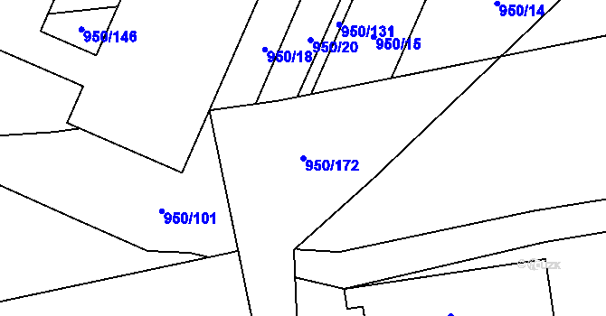 Parcela st. 950/172 v KÚ Radomyšl, Katastrální mapa