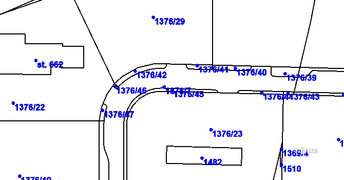 Parcela st. 1376/45 v KÚ Radomyšl, Katastrální mapa