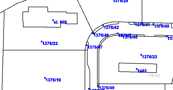 Parcela st. 1376/47 v KÚ Radomyšl, Katastrální mapa
