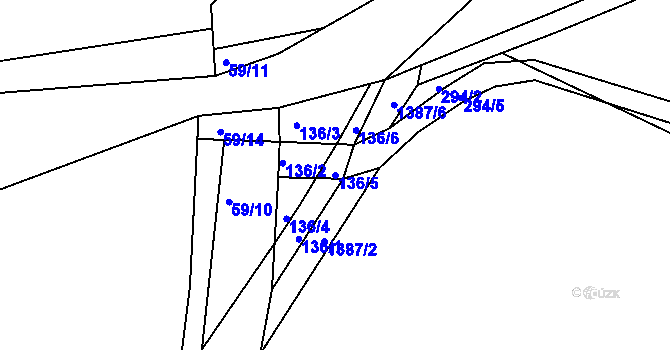 Parcela st. 136/5 v KÚ Kaletice, Katastrální mapa