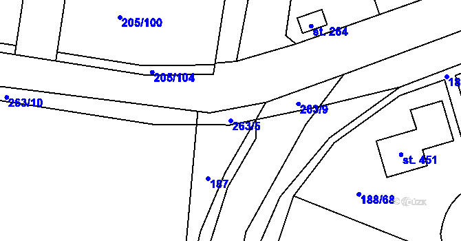 Parcela st. 263/5 v KÚ Radonice u Prahy, Katastrální mapa