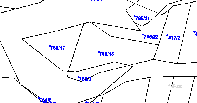 Parcela st. 765/15 v KÚ Radonice u Milavčí, Katastrální mapa
