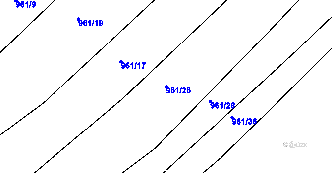 Parcela st. 961/26 v KÚ Radonice u Milavčí, Katastrální mapa