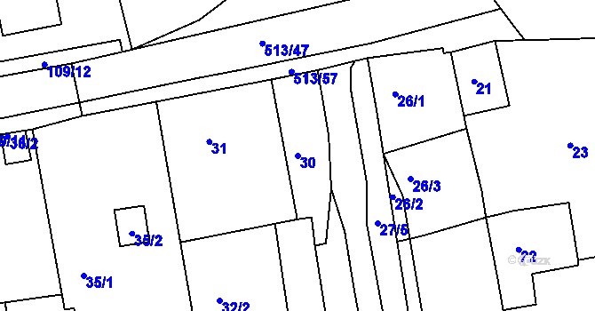 Parcela st. 30 v KÚ Radonice u Kadaně, Katastrální mapa