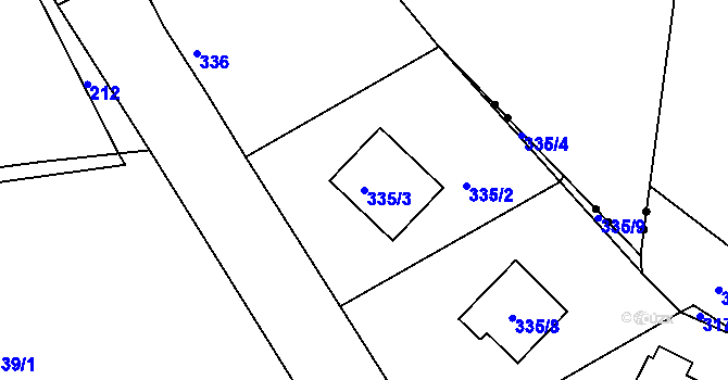 Parcela st. 335/3 v KÚ Radonice u Kadaně, Katastrální mapa