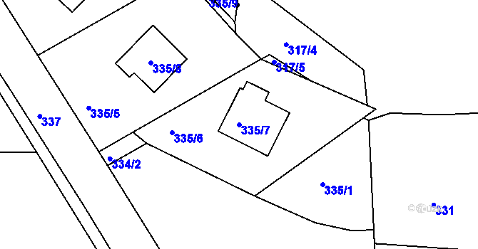 Parcela st. 335/7 v KÚ Radonice u Kadaně, Katastrální mapa