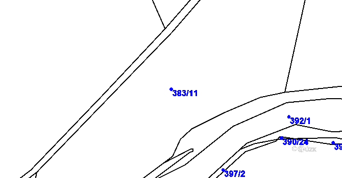 Parcela st. 383/11 v KÚ Radonice u Kadaně, Katastrální mapa