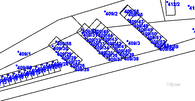 Parcela st. 409/35 v KÚ Radonice u Kadaně, Katastrální mapa