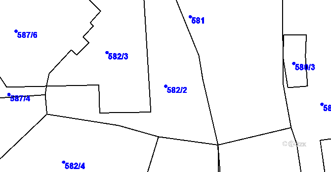 Parcela st. 582/2 v KÚ Radonice u Kadaně, Katastrální mapa