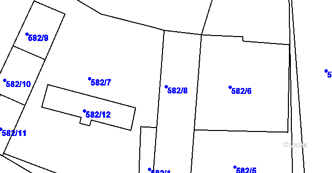 Parcela st. 582/8 v KÚ Radonice u Kadaně, Katastrální mapa