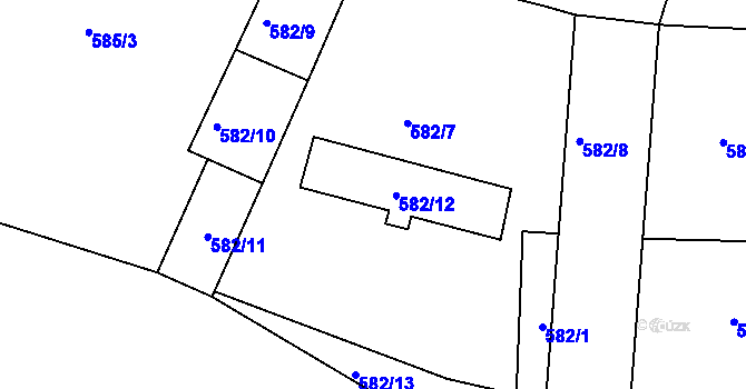 Parcela st. 582/12 v KÚ Radonice u Kadaně, Katastrální mapa