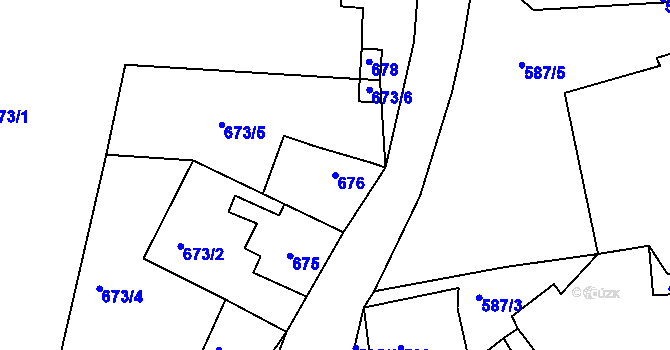 Parcela st. 676 v KÚ Radonice u Kadaně, Katastrální mapa