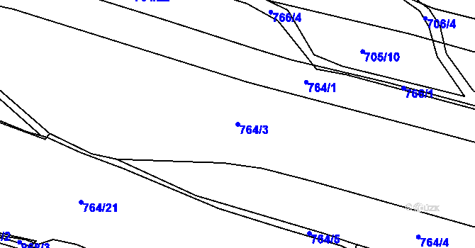 Parcela st. 764/3 v KÚ Radonice u Kadaně, Katastrální mapa