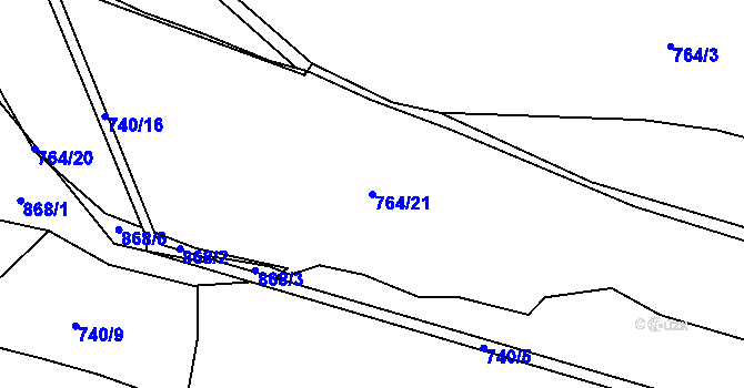 Parcela st. 764/21 v KÚ Radonice u Kadaně, Katastrální mapa