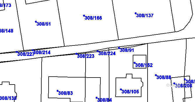 Parcela st. 308/224 v KÚ Radonice u Kadaně, Katastrální mapa
