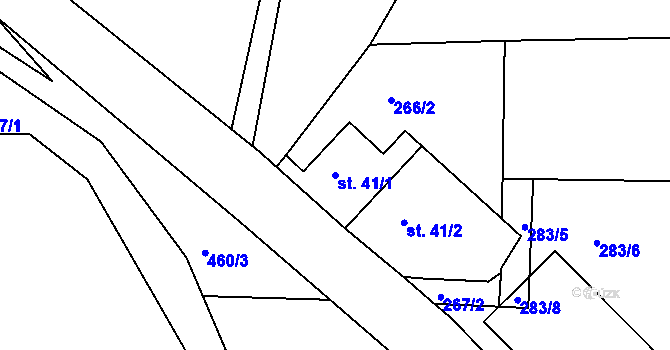 Parcela st. 41/1 v KÚ Radonín, Katastrální mapa
