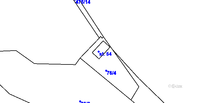 Parcela st. 54 v KÚ Radonín, Katastrální mapa