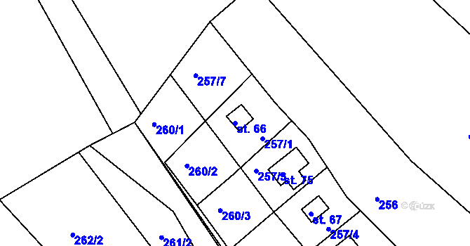 Parcela st. 66 v KÚ Radonín, Katastrální mapa