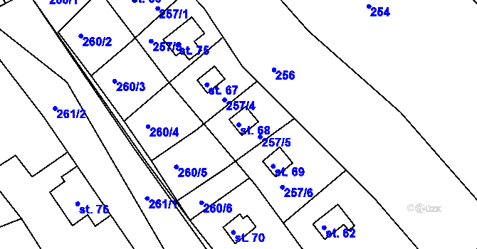 Parcela st. 68 v KÚ Radonín, Katastrální mapa