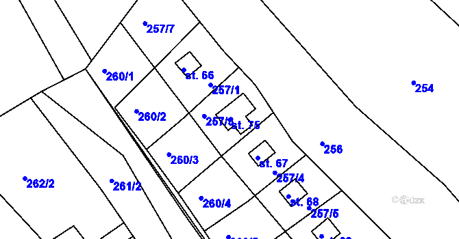 Parcela st. 75 v KÚ Radonín, Katastrální mapa