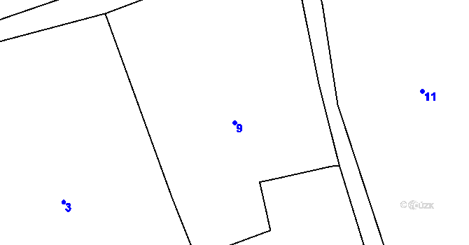 Parcela st. 9 v KÚ Radonín, Katastrální mapa