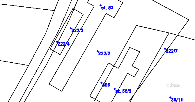 Parcela st. 222/2 v KÚ Radonín, Katastrální mapa
