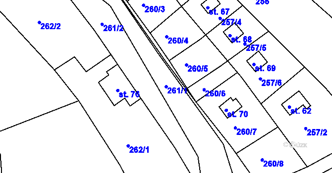 Parcela st. 261/1 v KÚ Radonín, Katastrální mapa