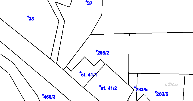 Parcela st. 266/2 v KÚ Radonín, Katastrální mapa