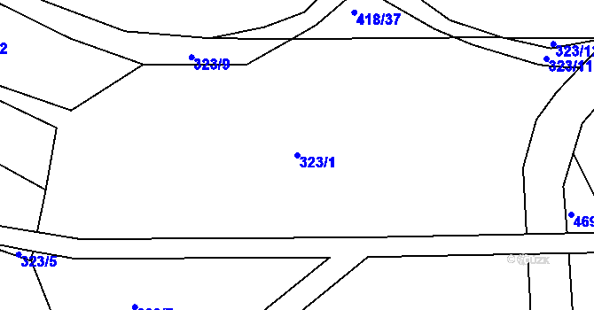 Parcela st. 323/1 v KÚ Radonín, Katastrální mapa