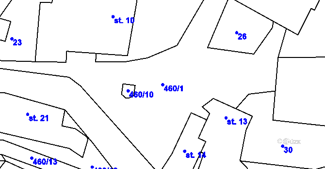 Parcela st. 460/1 v KÚ Radonín, Katastrální mapa