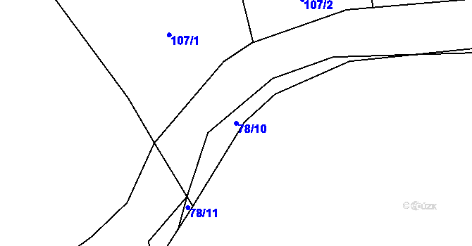 Parcela st. 78/10 v KÚ Radonín, Katastrální mapa