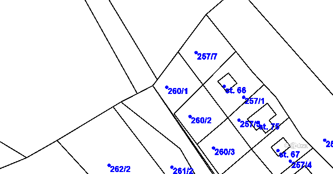 Parcela st. 260/1 v KÚ Radonín, Katastrální mapa