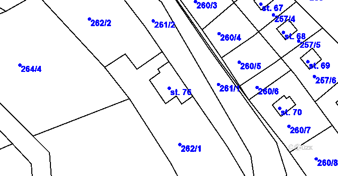 Parcela st. 76 v KÚ Radonín, Katastrální mapa