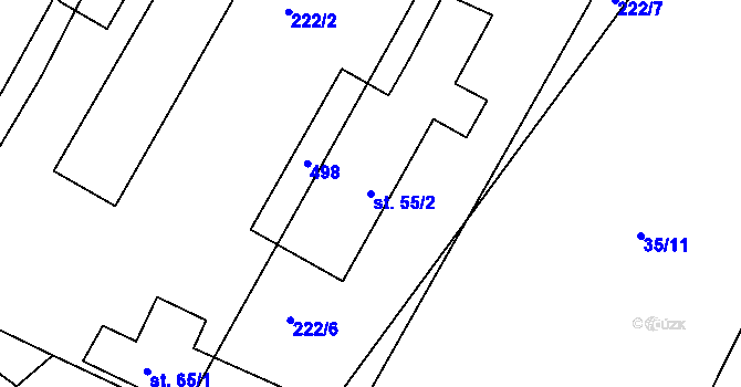 Parcela st. 55/2 v KÚ Radonín, Katastrální mapa