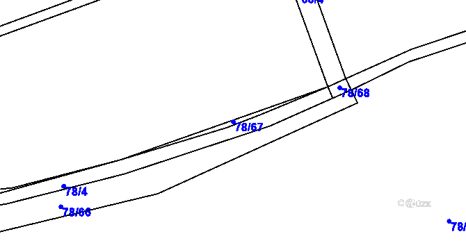 Parcela st. 78/67 v KÚ Radonín, Katastrální mapa