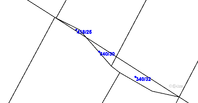 Parcela st. 340/30 v KÚ Radonín, Katastrální mapa