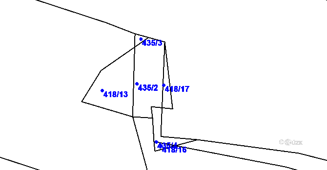 Parcela st. 418/17 v KÚ Radonín, Katastrální mapa