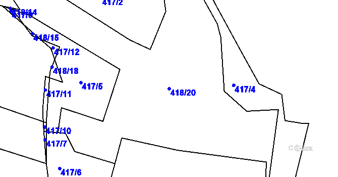 Parcela st. 418/20 v KÚ Radonín, Katastrální mapa